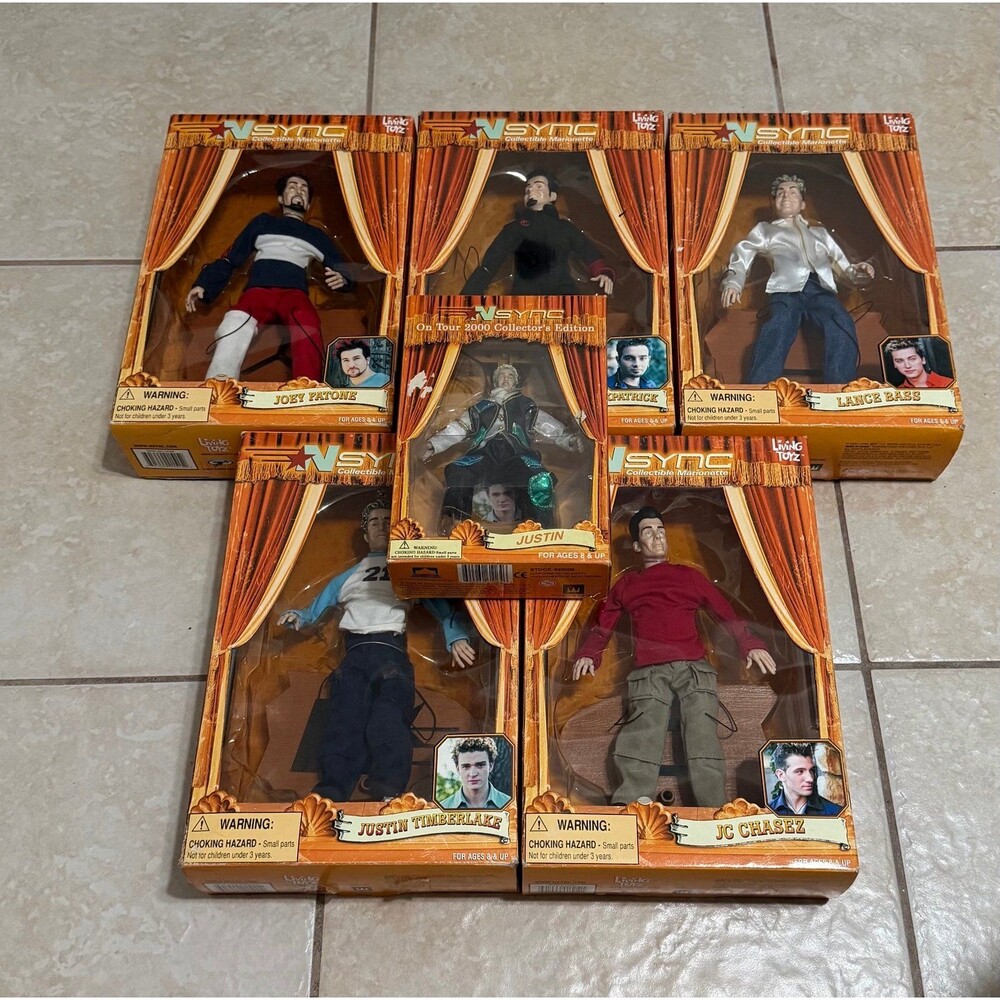 NSYNC collectible marionette set of 6 complete 2000 Living Toyz New In Box